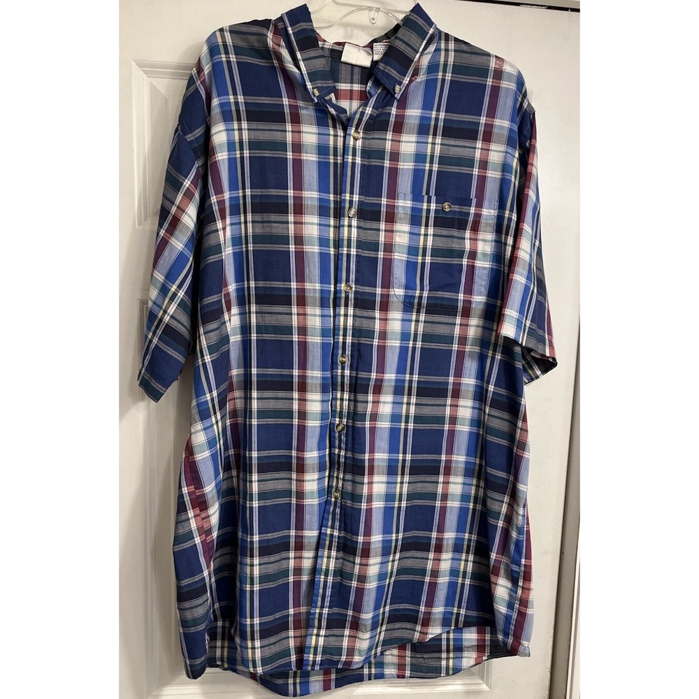 VTG SADDLEBROOK WESTERN Plaid Button Cowboy Wear 2XLT Shirt Blue
